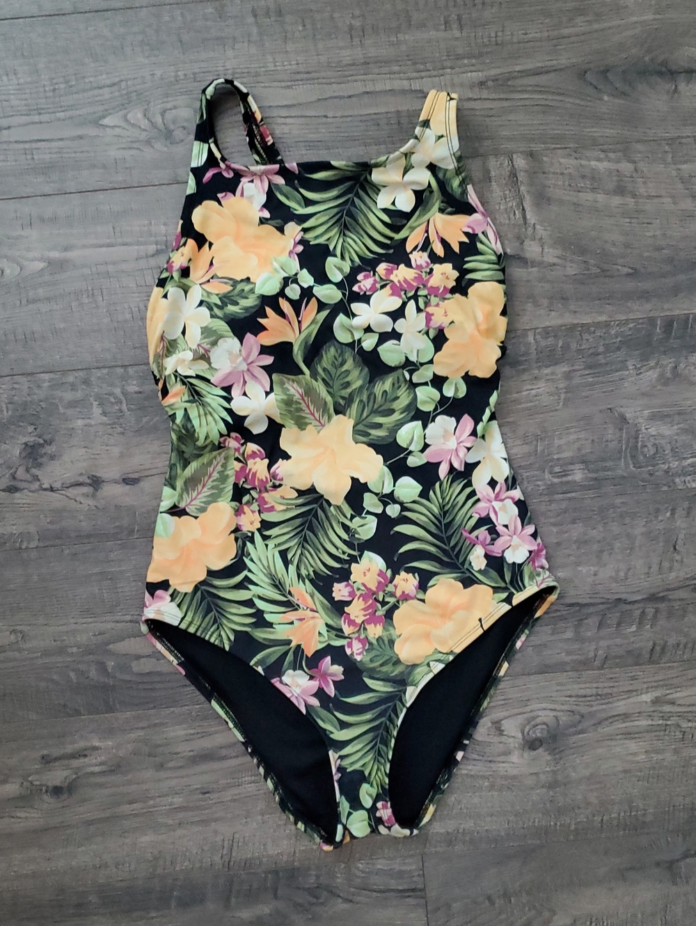 Hurley Black Tropical Floral One-Piece Swimsuit